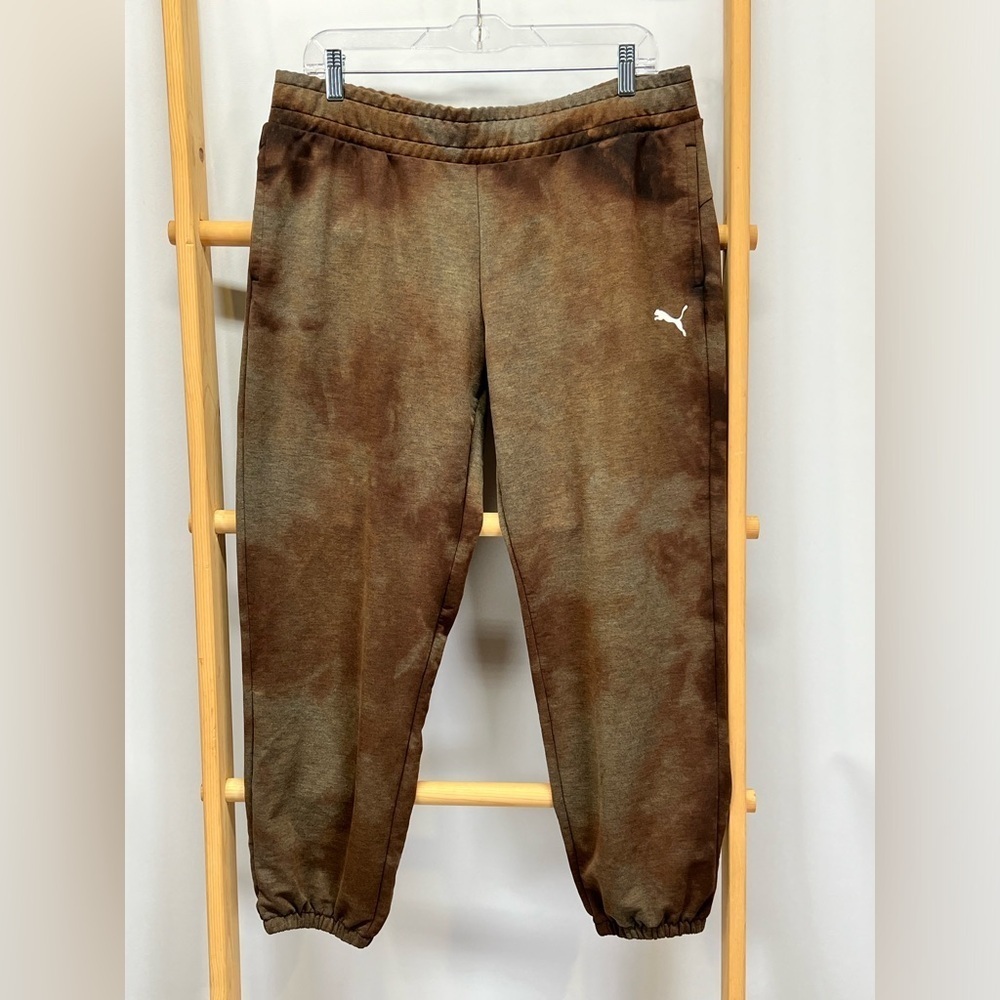 PUMA Brown tie dye cotton joggers size L